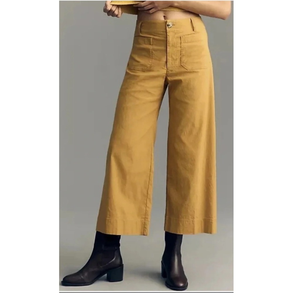 Maeve Anthropologie The Colette Wide Leg Pants Womens 27 Mustard Yellow Cropped